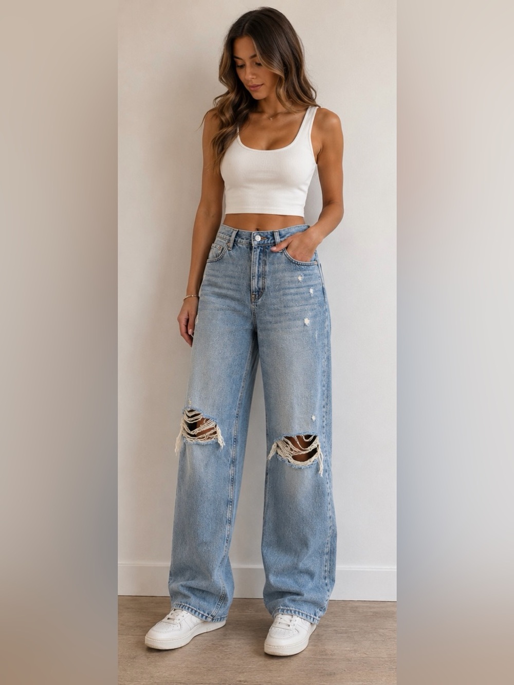 Aeropostale High Rise Baggy Distressed Jeans Size 16 NWT